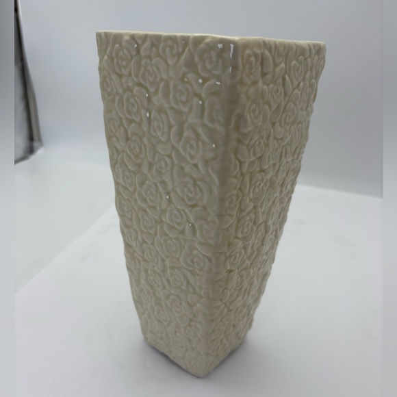 Other - Tall Cream Flower-Embossed Planter or Vase -Heavy
